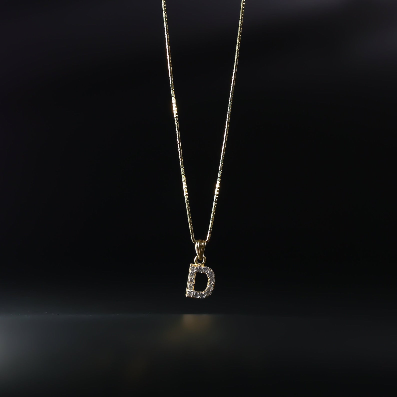 Gold Cubic Zirconia Letter D Pendant | A-Z Pendants - Charlie & Co. Jewelry