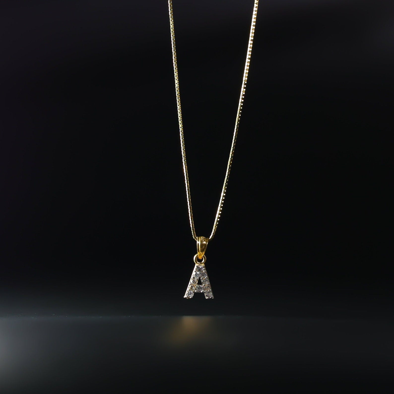 Gold Cubic Zirconia Letter A Pendant | A-Z Pendants - Charlie & Co. Jewelry