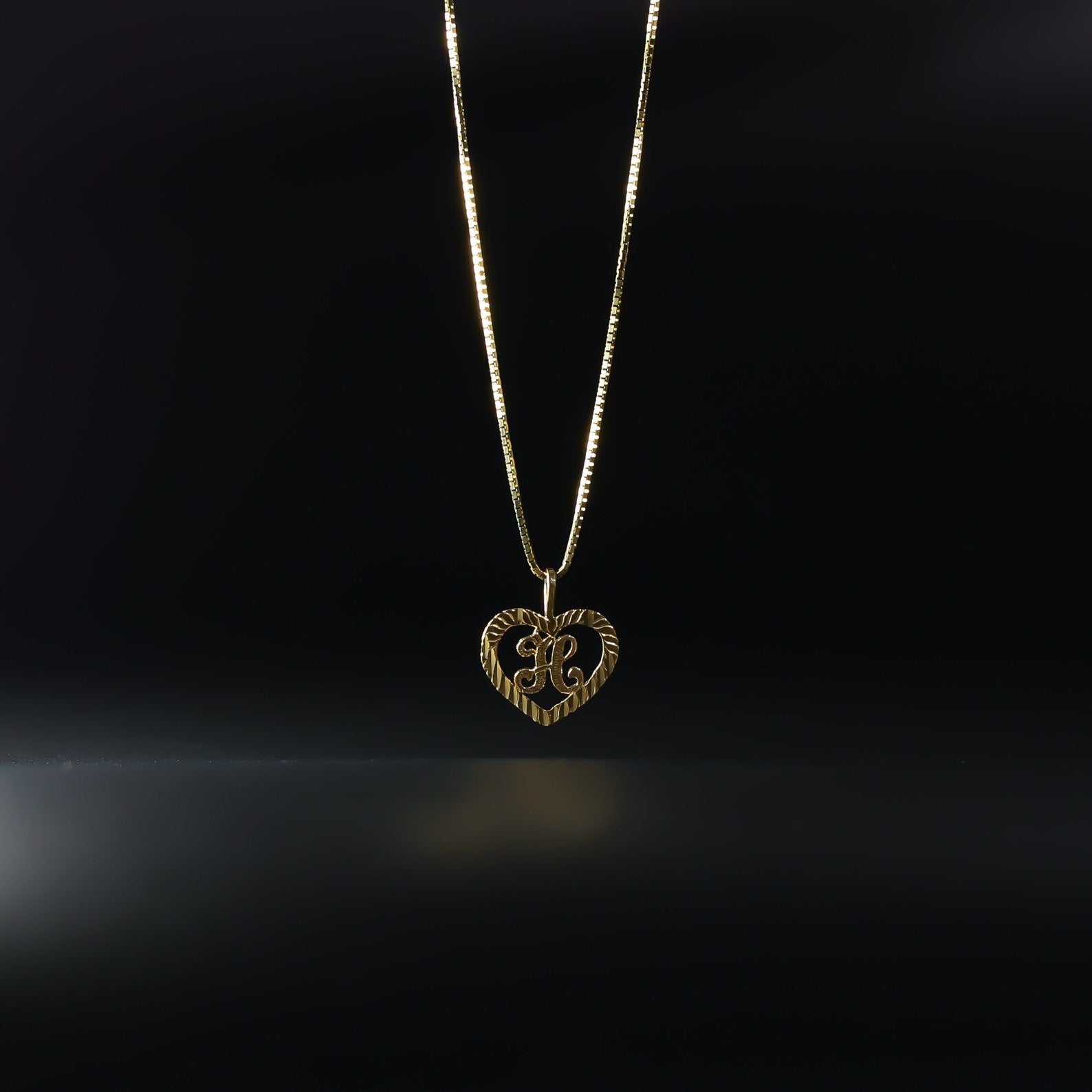 Gold Heart-Shaped Letter H Pendant | A-Z Pendants - Charlie & Co. Jewelry
