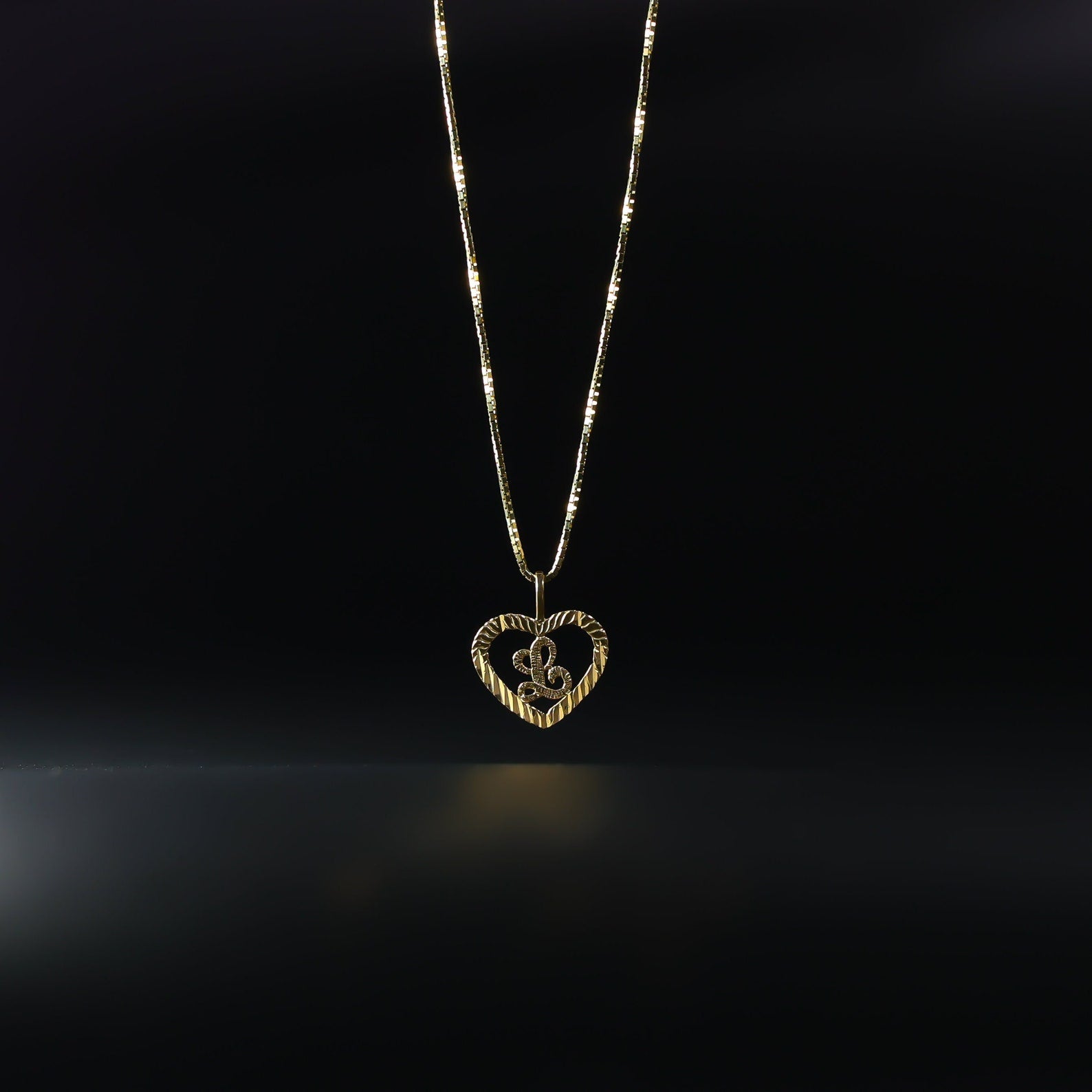 Gold Heart-Shaped Letter L Pendant | A-Z Pendants - Charlie & Co. Jewelry