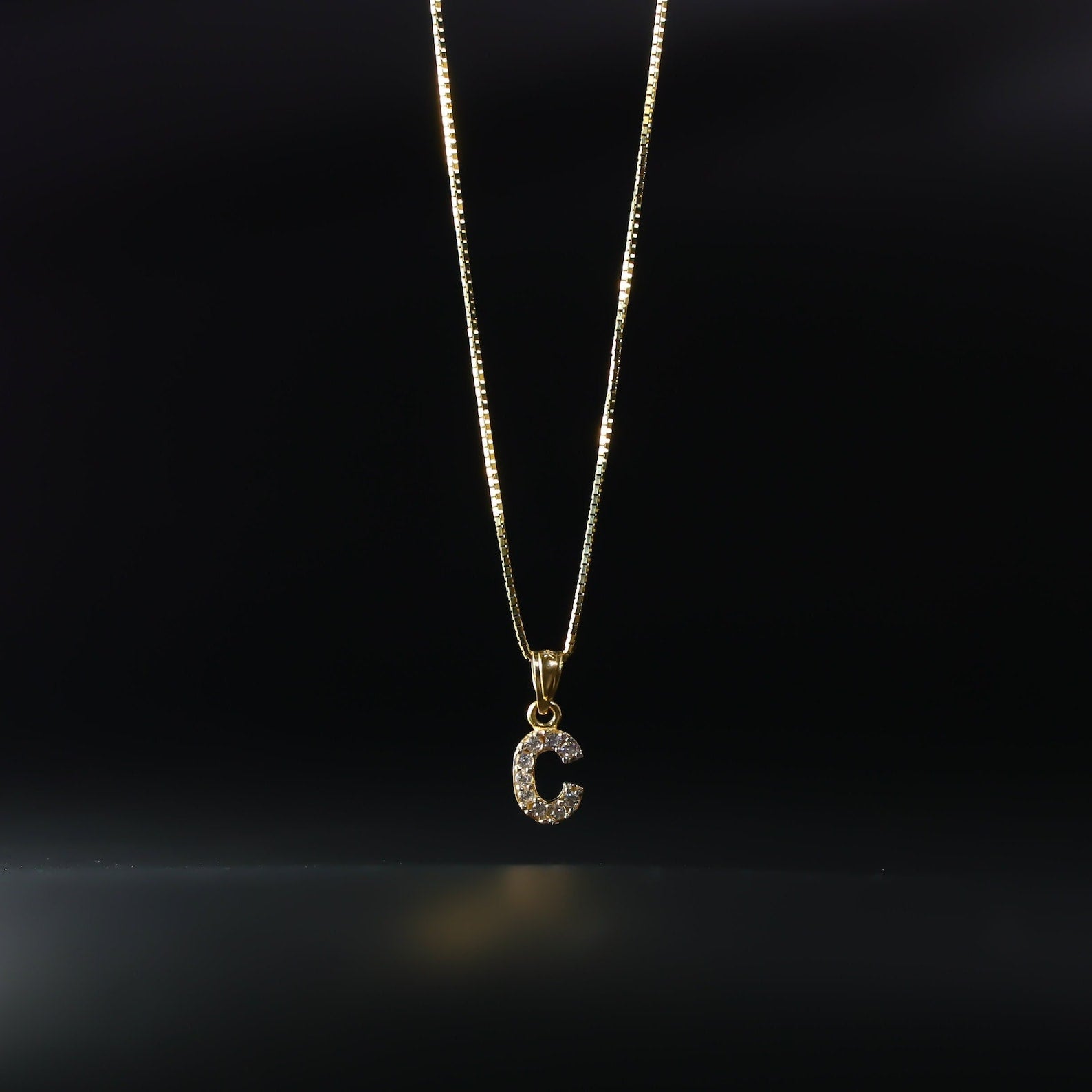 Gold Cubic Zirconia Letter C Pendant | A-Z Pendants - Charlie & Co. Jewelry