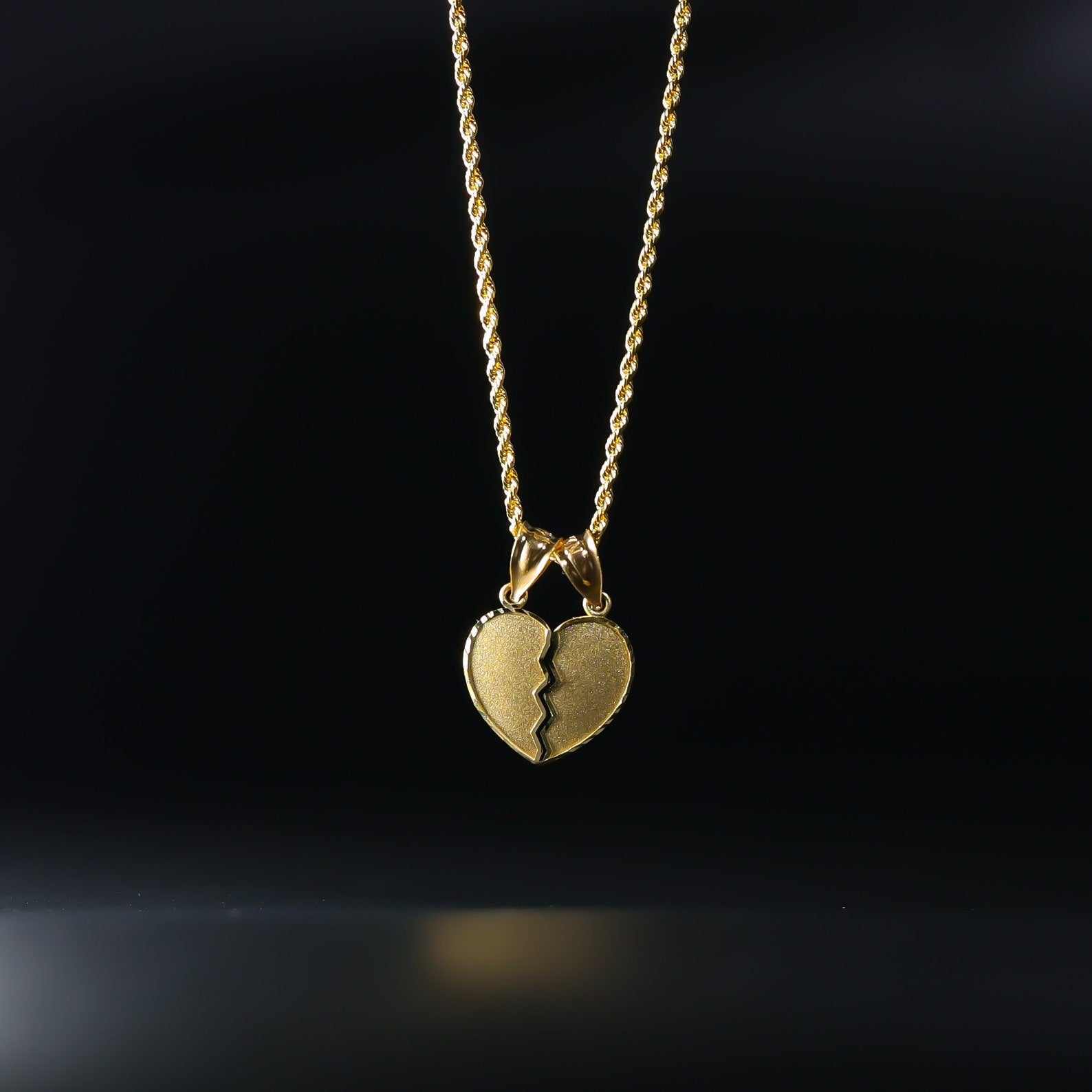 14k Gold Couple Breakable Heart Pendant Model-415 - Charlie & Co. Jewelry