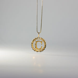 Gold Wreath C Initial Pendant | A-Z Pendants - Charlie & Co. Jewelry