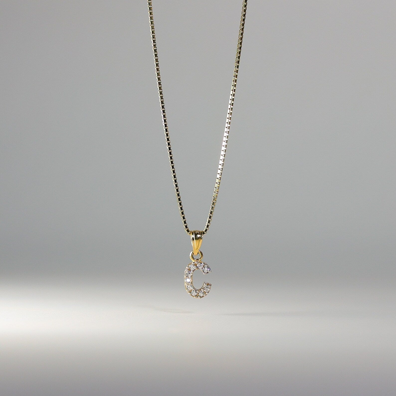 Gold Cubic Zirconia Letter C Pendant | A-Z Pendants - Charlie & Co. Jewelry