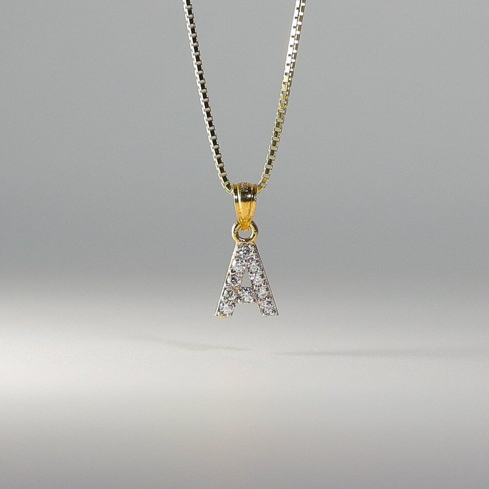 Gold Cubic Zirconia Letter A Pendant | A-Z Pendants - Charlie & Co. Jewelry
