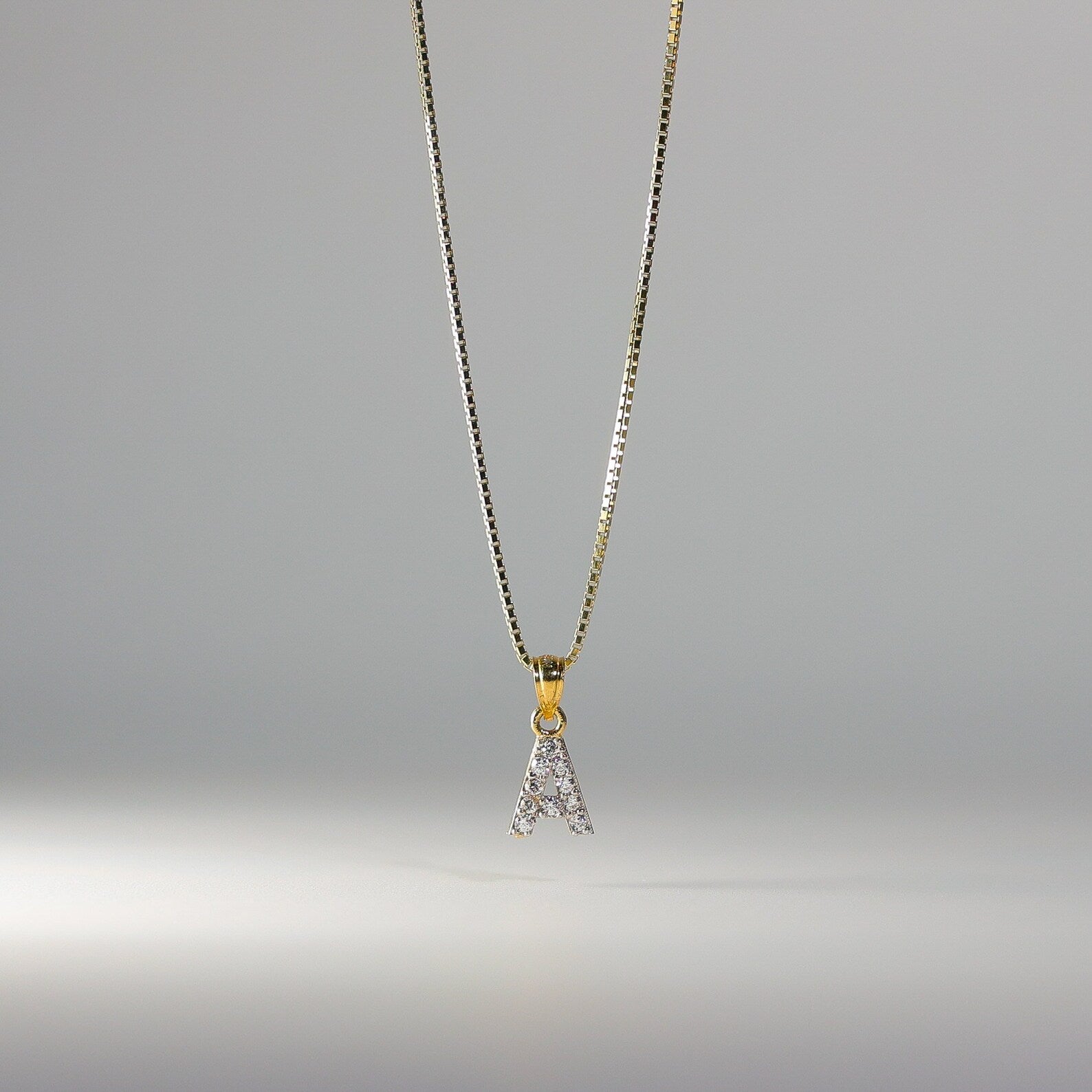 Gold Cubic Zirconia Letter A Pendant | A-Z Pendants - Charlie & Co. Jewelry