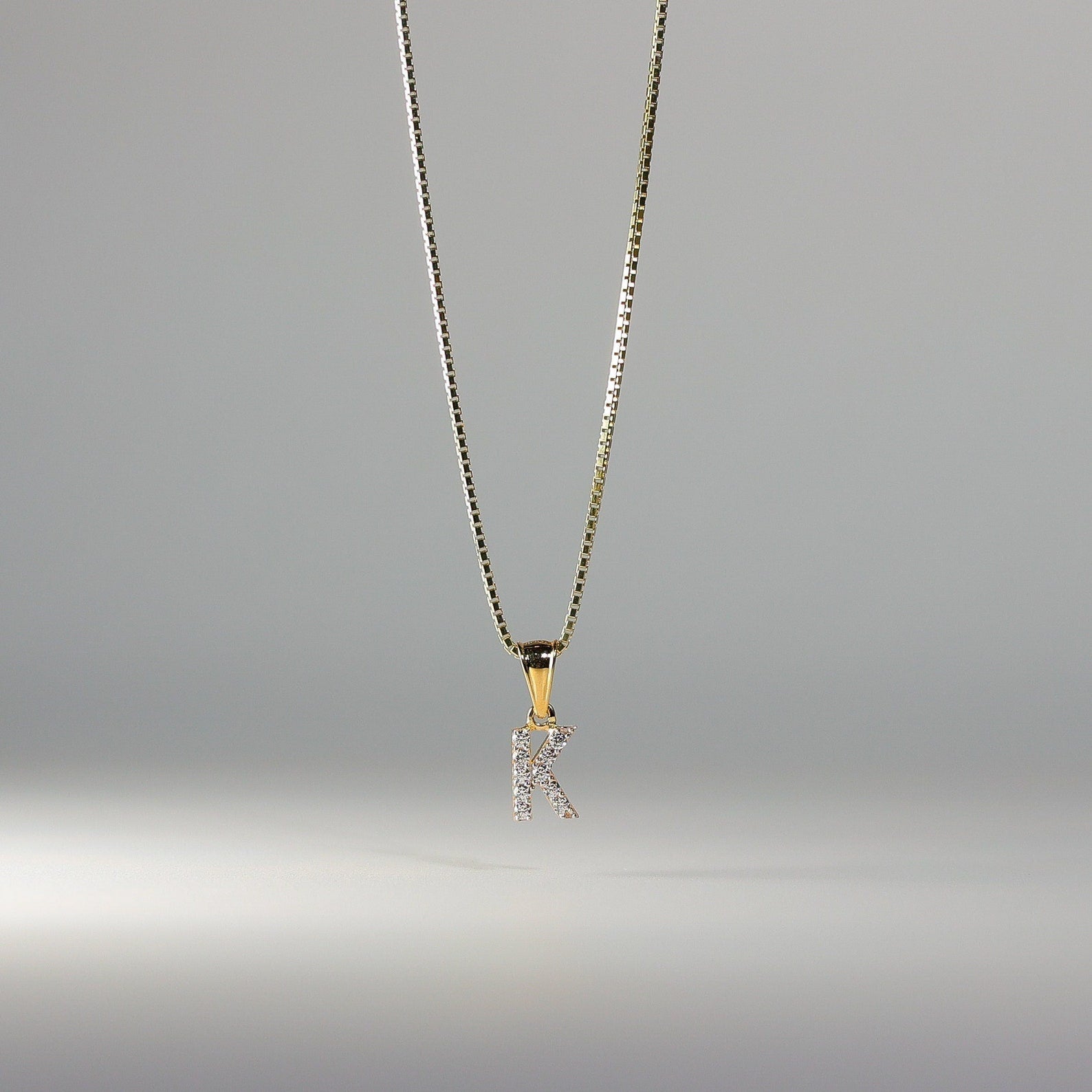 Gold Cubic Zirconia Letter K Pendant | A-Z Pendants - Charlie & Co. Jewelry