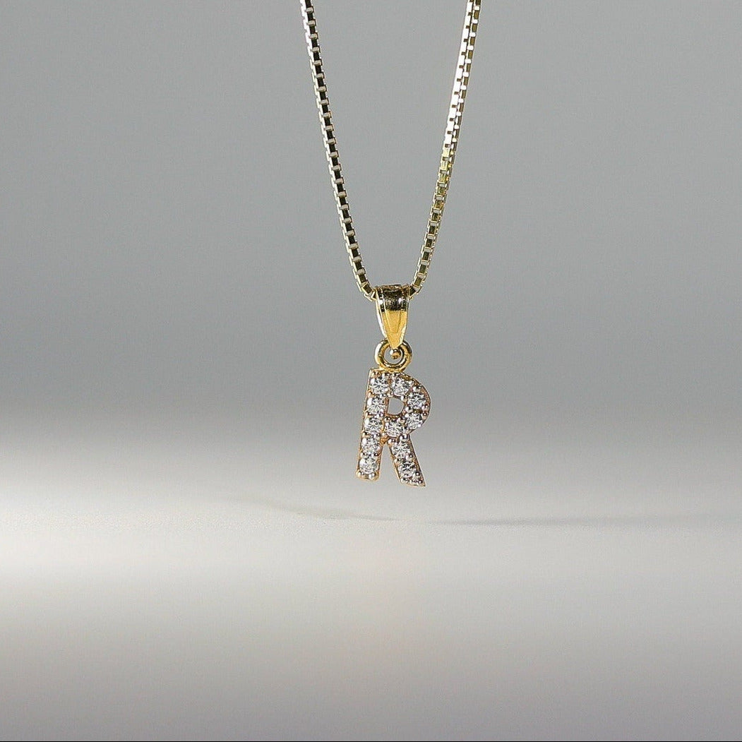 Gold Cubic Zirconia Letter R Pendant | A-Z Pendants - Charlie & Co. Jewelry