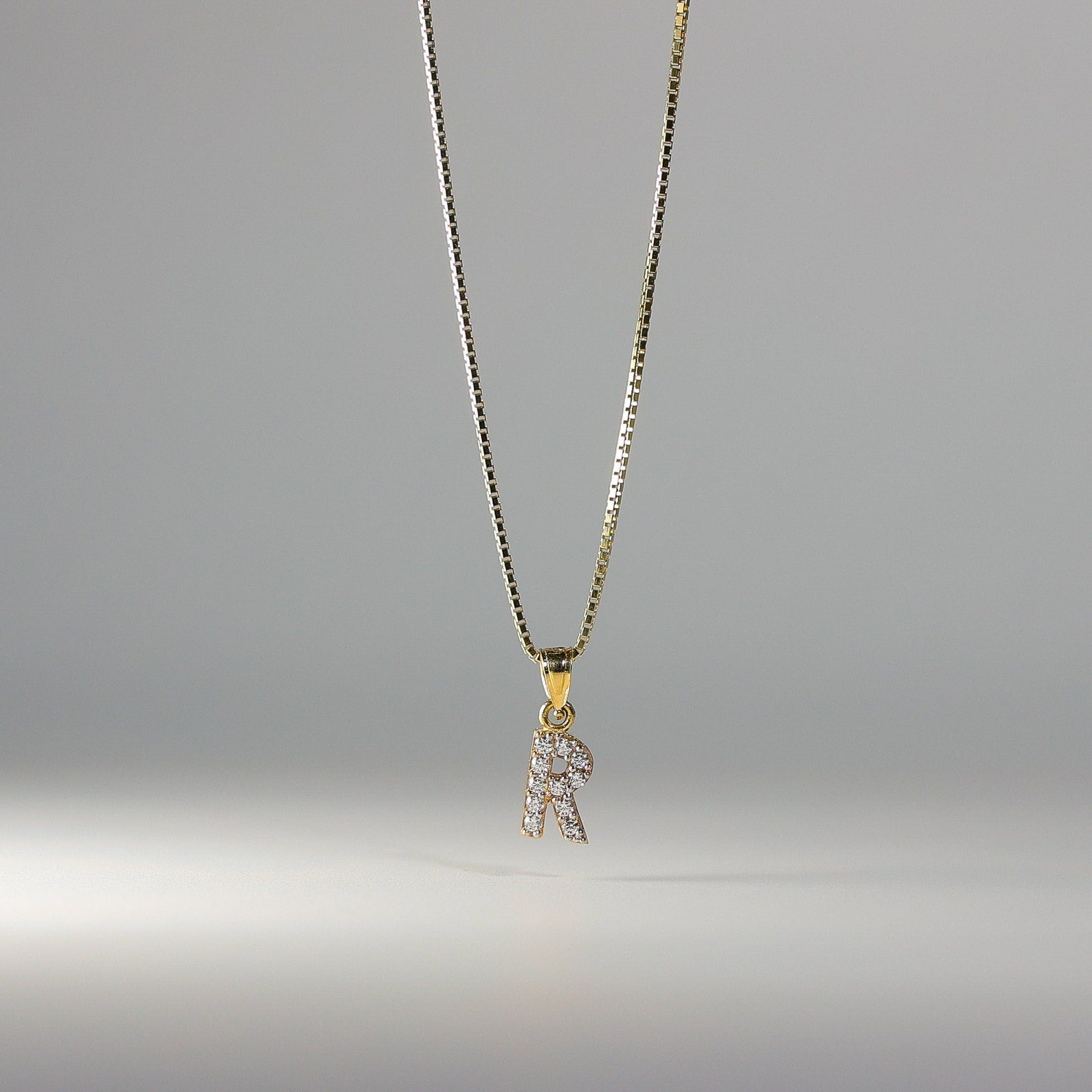 Gold Cubic Zirconia Letter R Pendant | A-Z Pendants - Charlie & Co. Jewelry