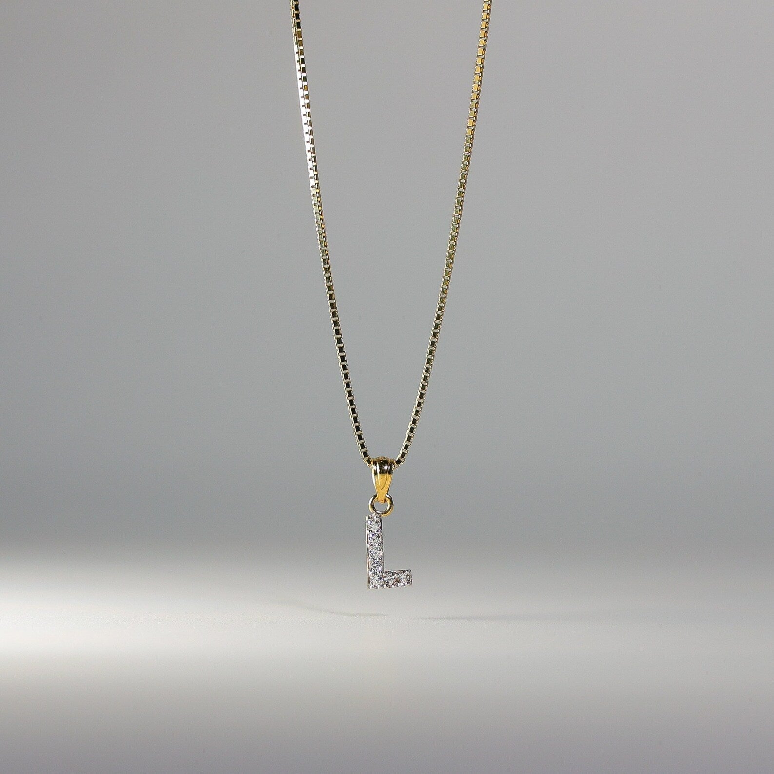 Gold Cubic Zirconia Letter L Pendant | A-Z Pendants - Charlie & Co. Jewelry