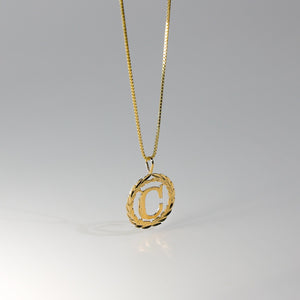 Gold Wreath C Initial Pendant | A-Z Pendants - Charlie & Co. Jewelry