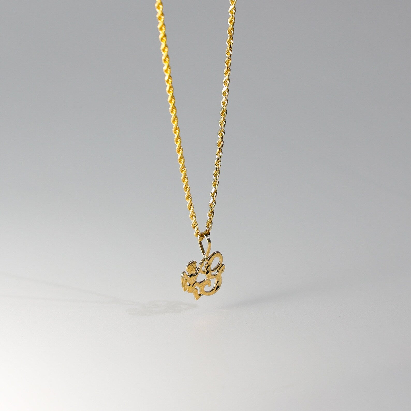 Gold Angel Letter G Pendant | A-Z Pendants - Charlie & Co. Jewelry