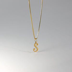 Gold Calligraphy Letter S Pendant | A-Z Pendants - Charlie & Co. Jewelry