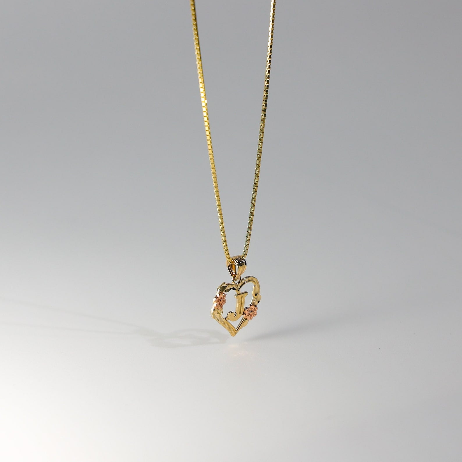 Gold Heart Initial J Pendant | A-Z Pendants - Charlie & Co. Jewelry