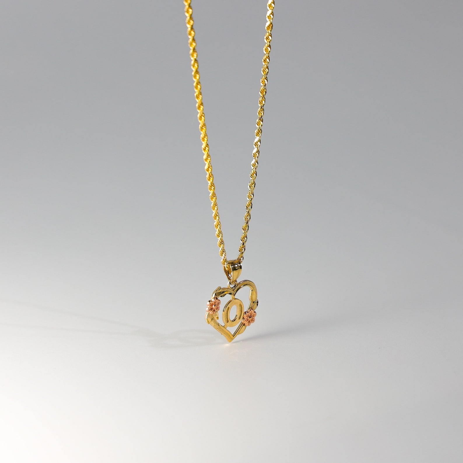 Gold Heart Initial O Pendant | A-Z Pendants - Charlie & Co. Jewelry