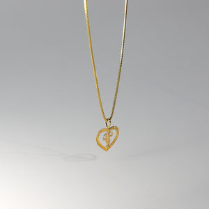 Gold Heart-Shaped Letter V Pendant | A-Z Pendants - Charlie & Co. Jewelry