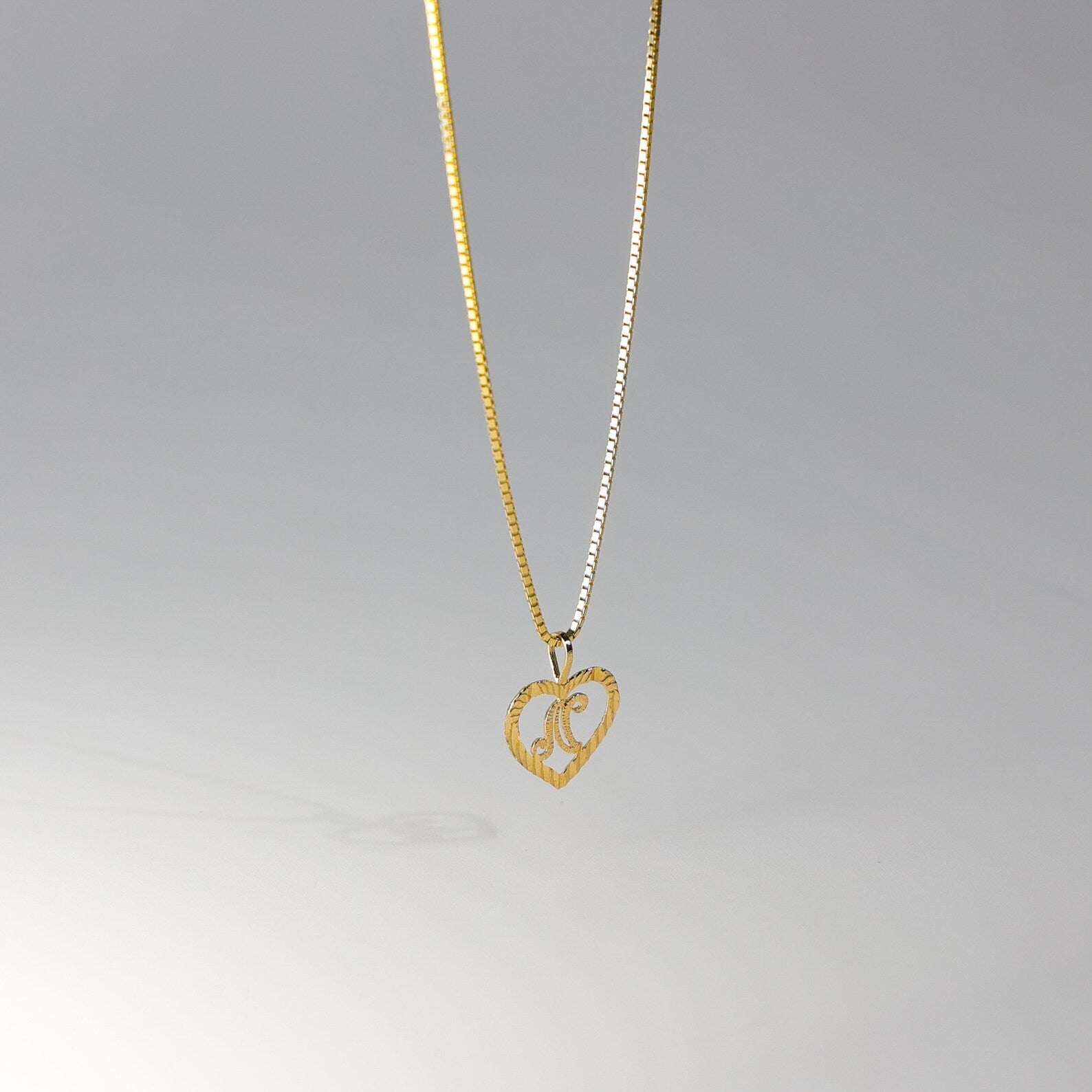 Gold Heart-Shaped Letter N Pendant | A-Z Pendants - Charlie & Co. Jewelry