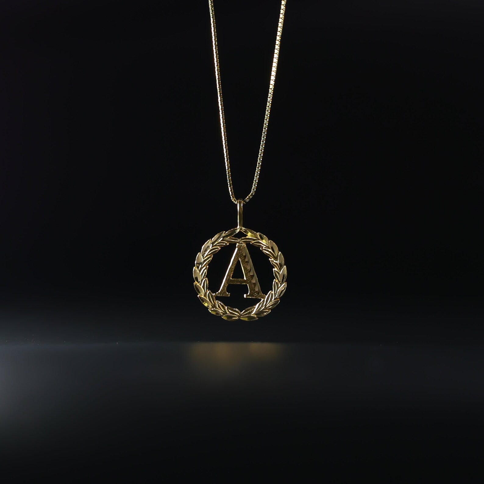 Gold Wreath A Initial Pendant | A-Z Pendants - Charlie & Co. Jewelry