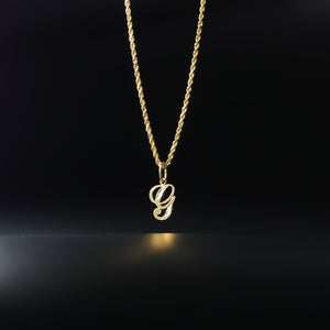 Gold Calligraphy Letter G Pendant | A-Z Pendants - Charlie & Co. Jewelry