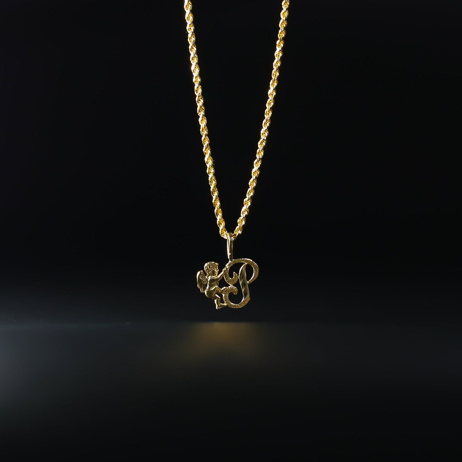 Gold Angel Letter P Pendant | A-Z Pendants - Charlie & Co. Jewelry
