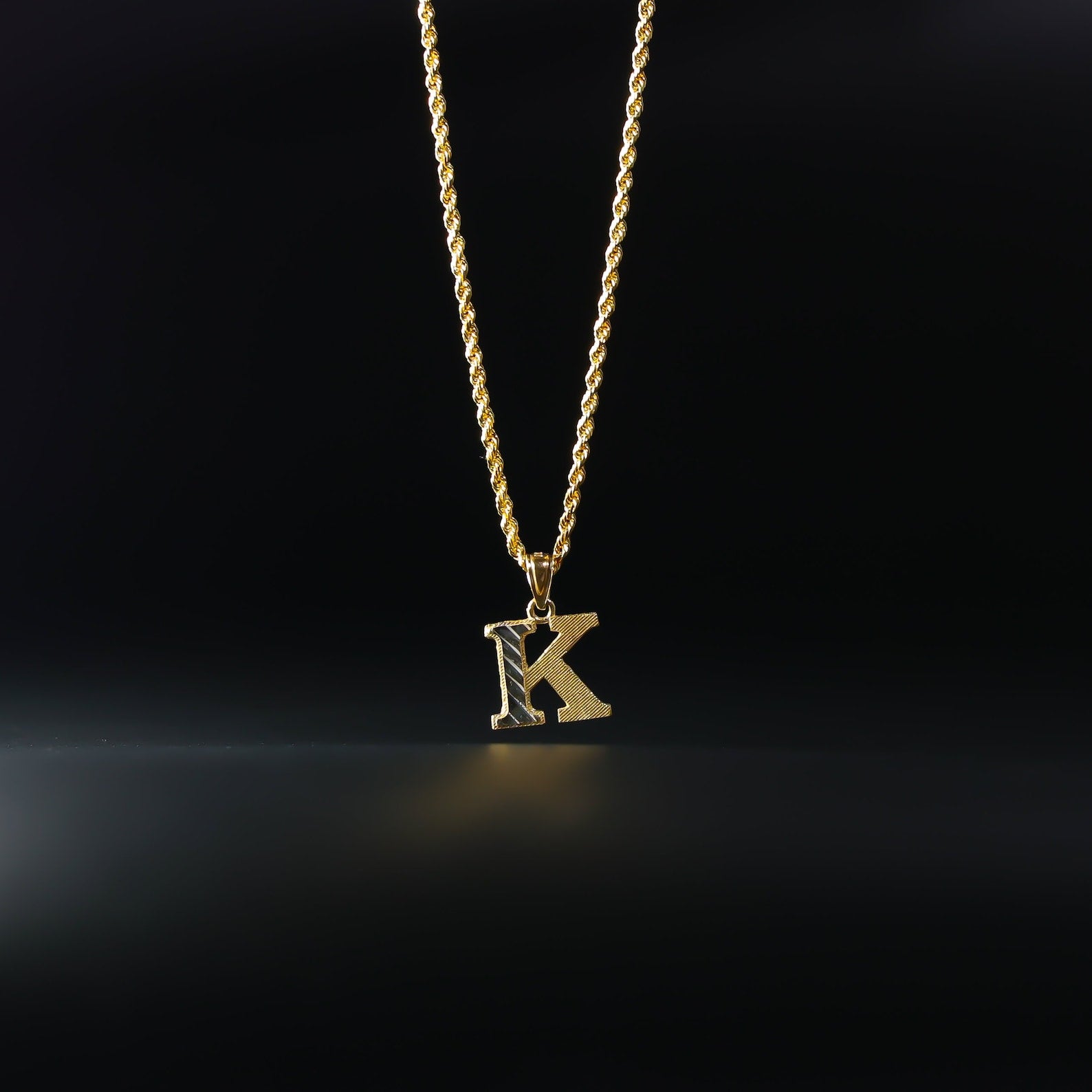 Alphabet K14K Handcrafted Yellow Gold Pendant Necklace