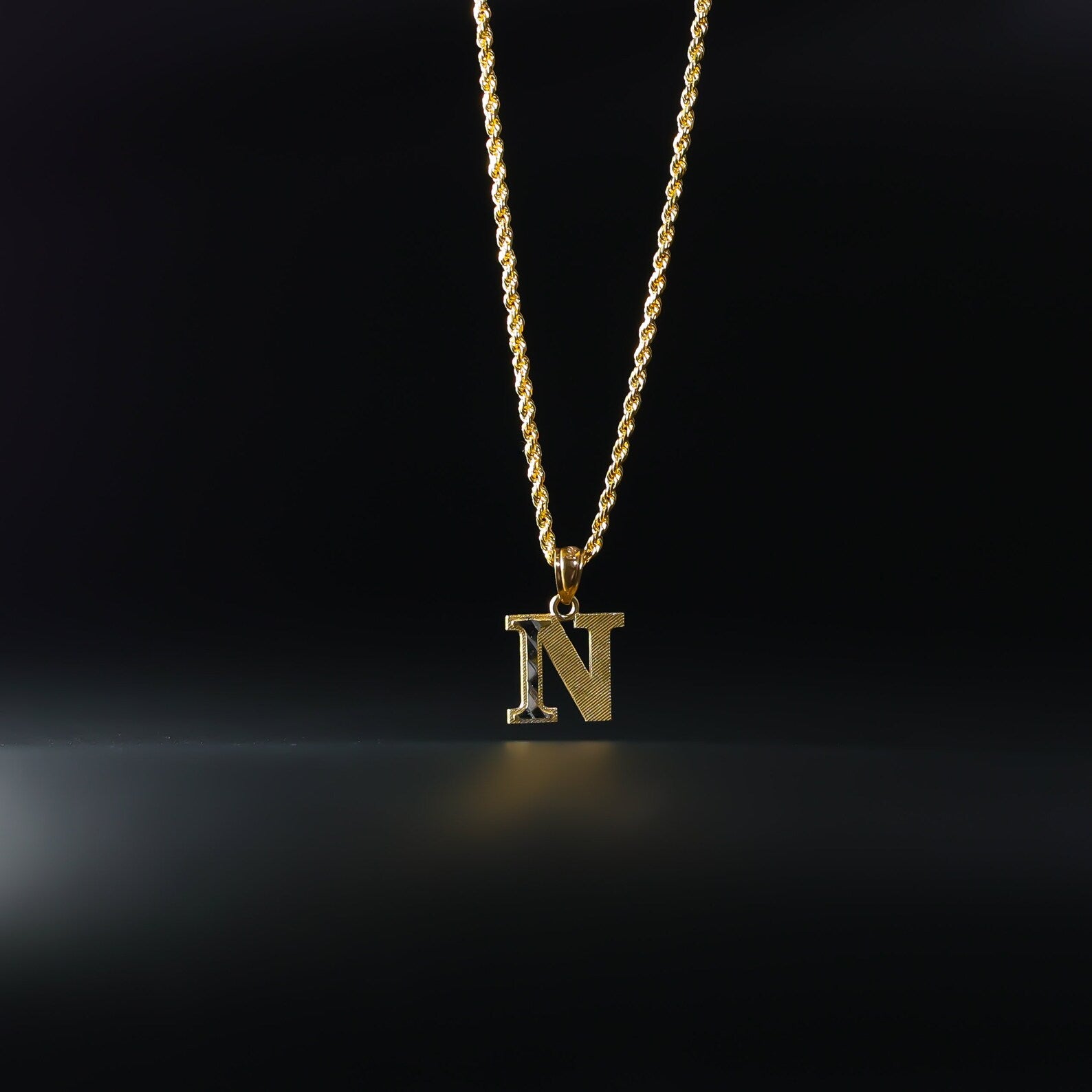 Gold Bold Letter N Pendant | A-Z Pendants - Charlie & Co. Jewelry