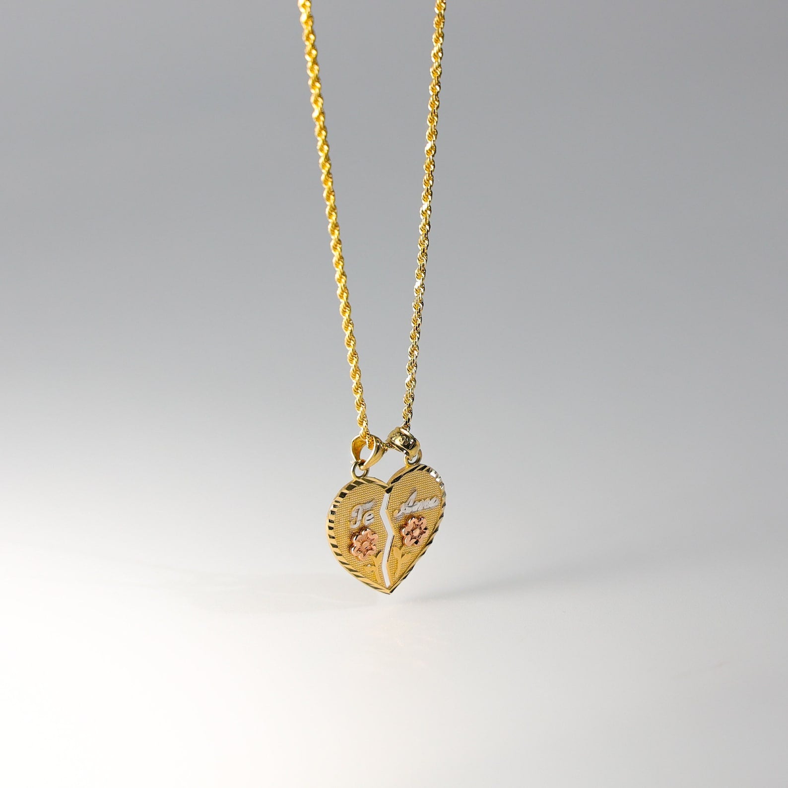 Solid Gold Te Amo Heart Pendant - Charlie & Co. Jewelry