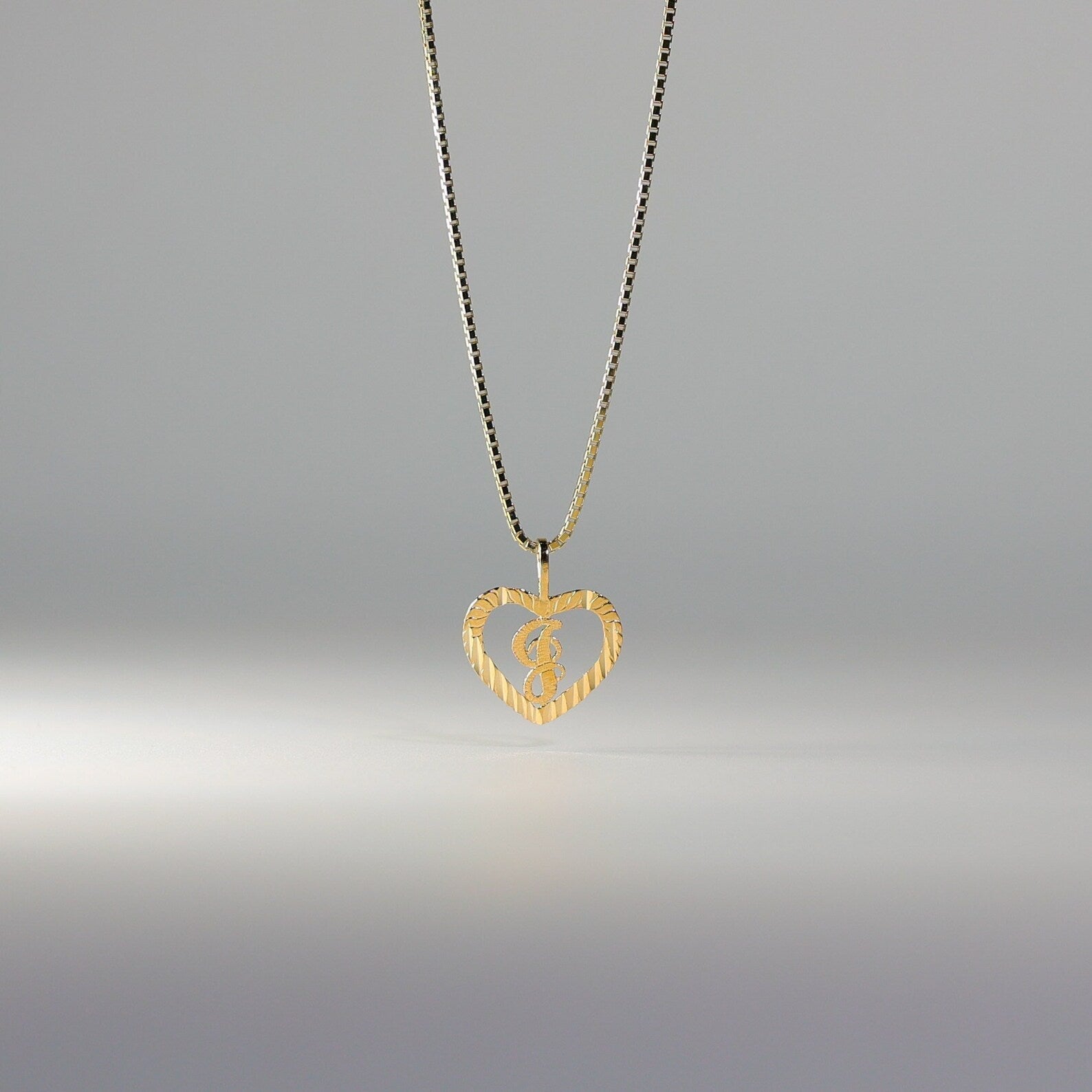 Gold Heart-Shaped Letter J Pendant | A-Z Pendants - Charlie & Co. Jewelry
