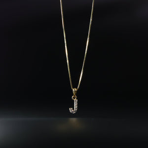 Gold Cubic Zirconia Letter J Pendant | A-Z Pendants - Charlie & Co. Jewelry