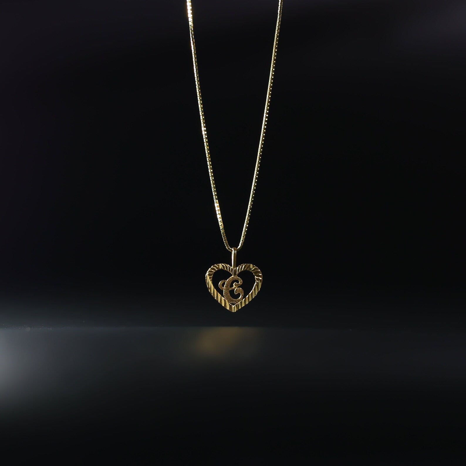 Gold Heart-Shaped Letter C Pendant | A-Z Pendants - Charlie & Co. Jewelry