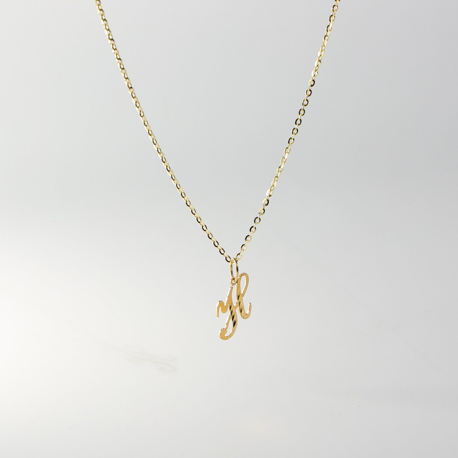 Gold Calligraphy Letter H Pendant | A-Z Pendants - Charlie & Co. Jewelry