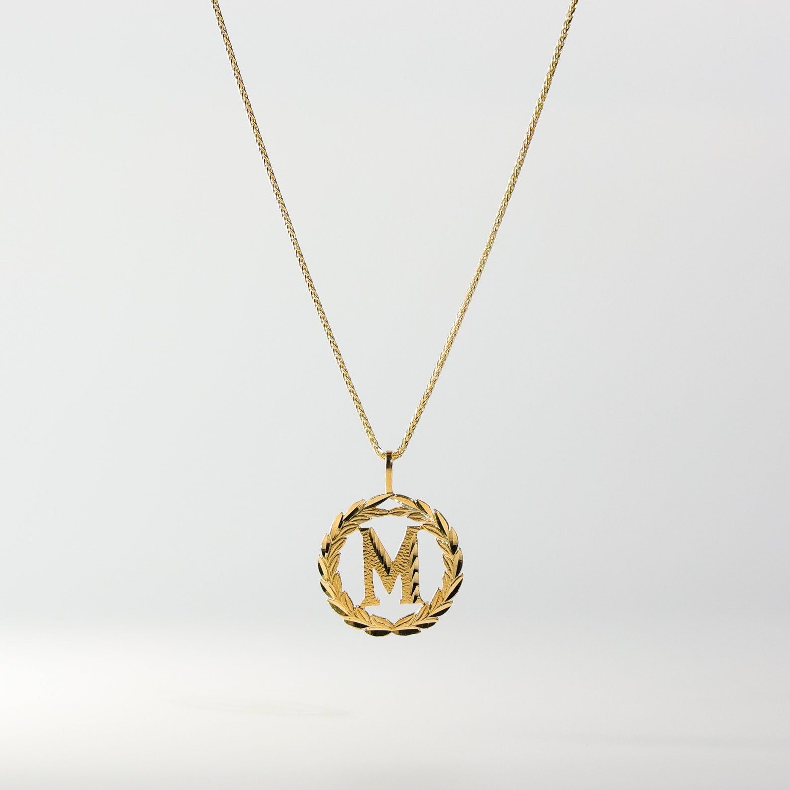 Gold Wreath M Initial Pendant | A-Z Pendants - Charlie & Co. Jewelry