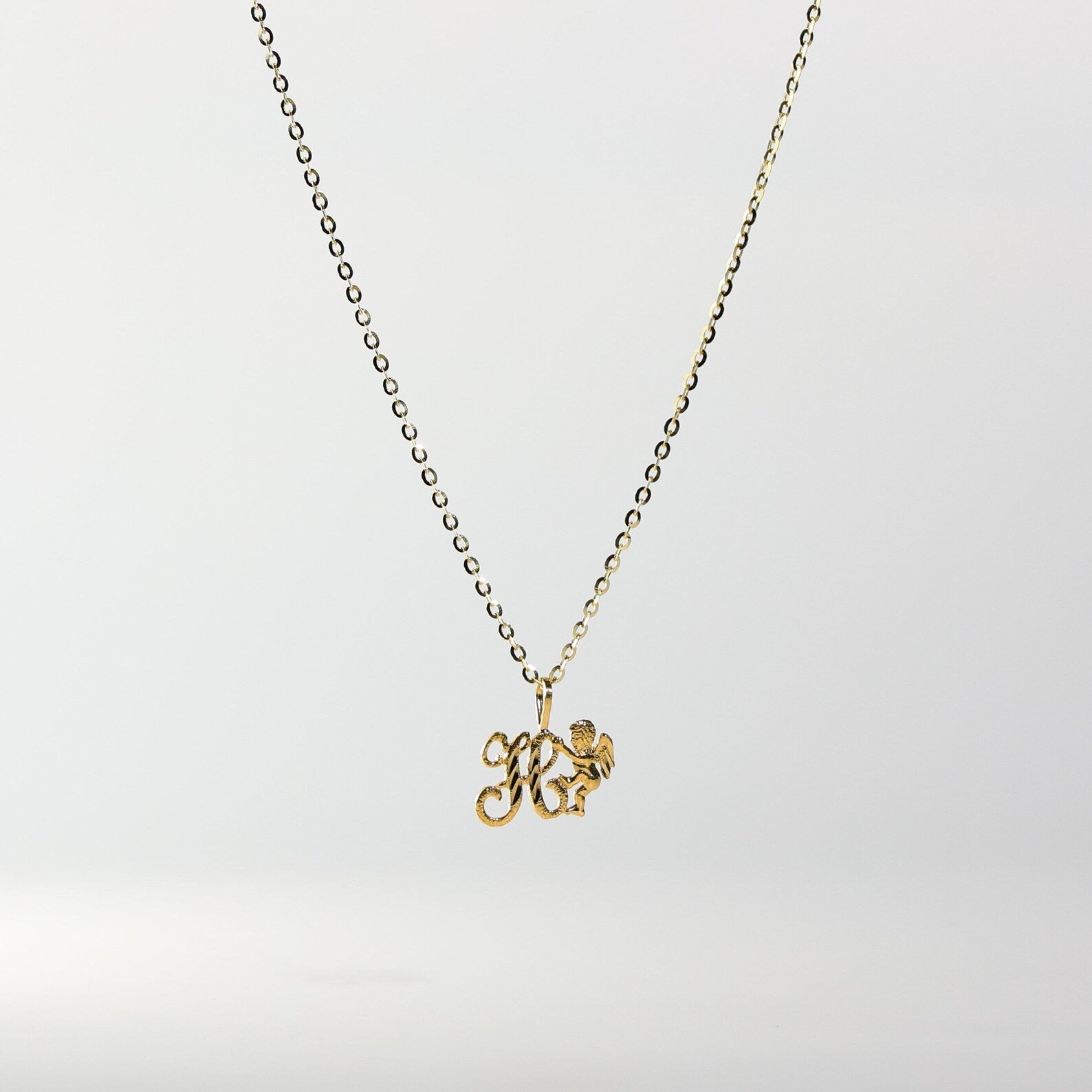 Gold Angel Letter H Pendant | A-Z Pendants - Charlie & Co. Jewelry