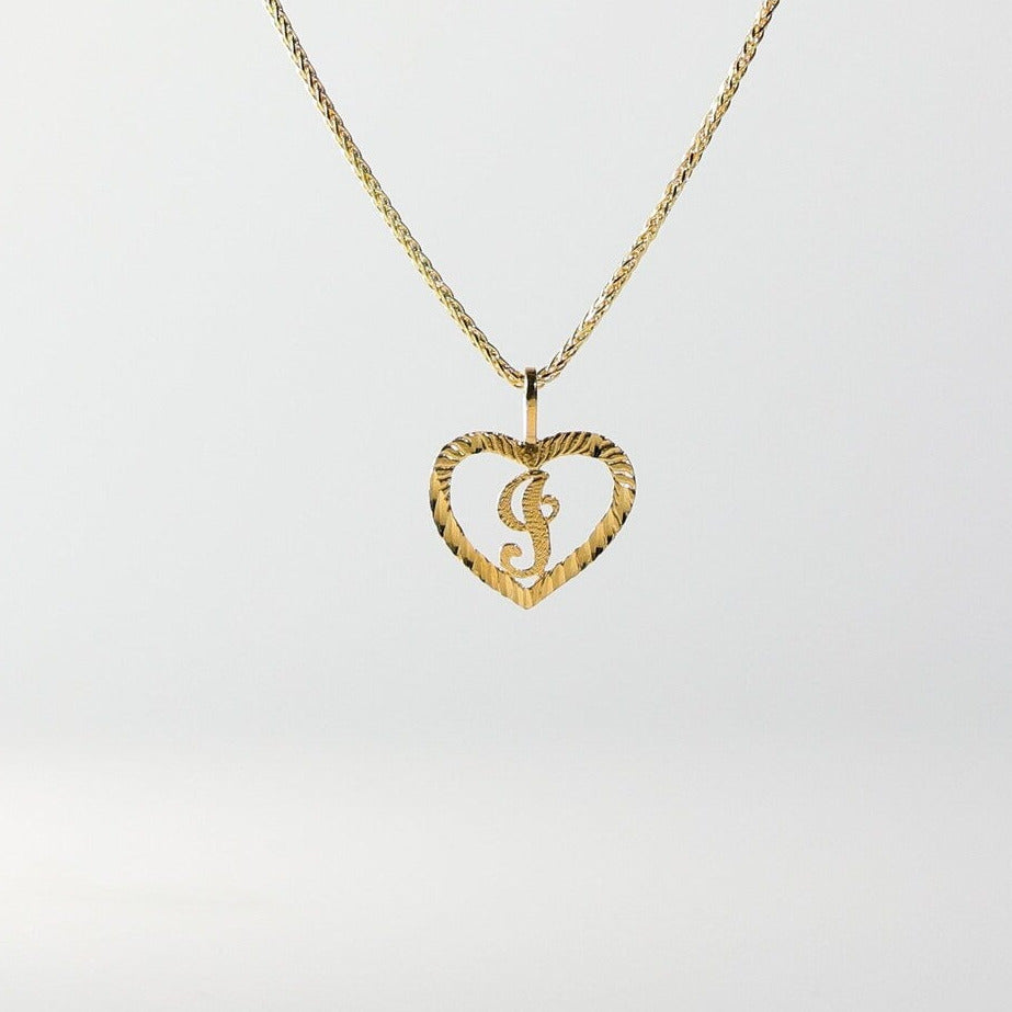 Gold Heart-Shaped Letter I Pendant | A-Z Pendants - Charlie & Co. Jewelry