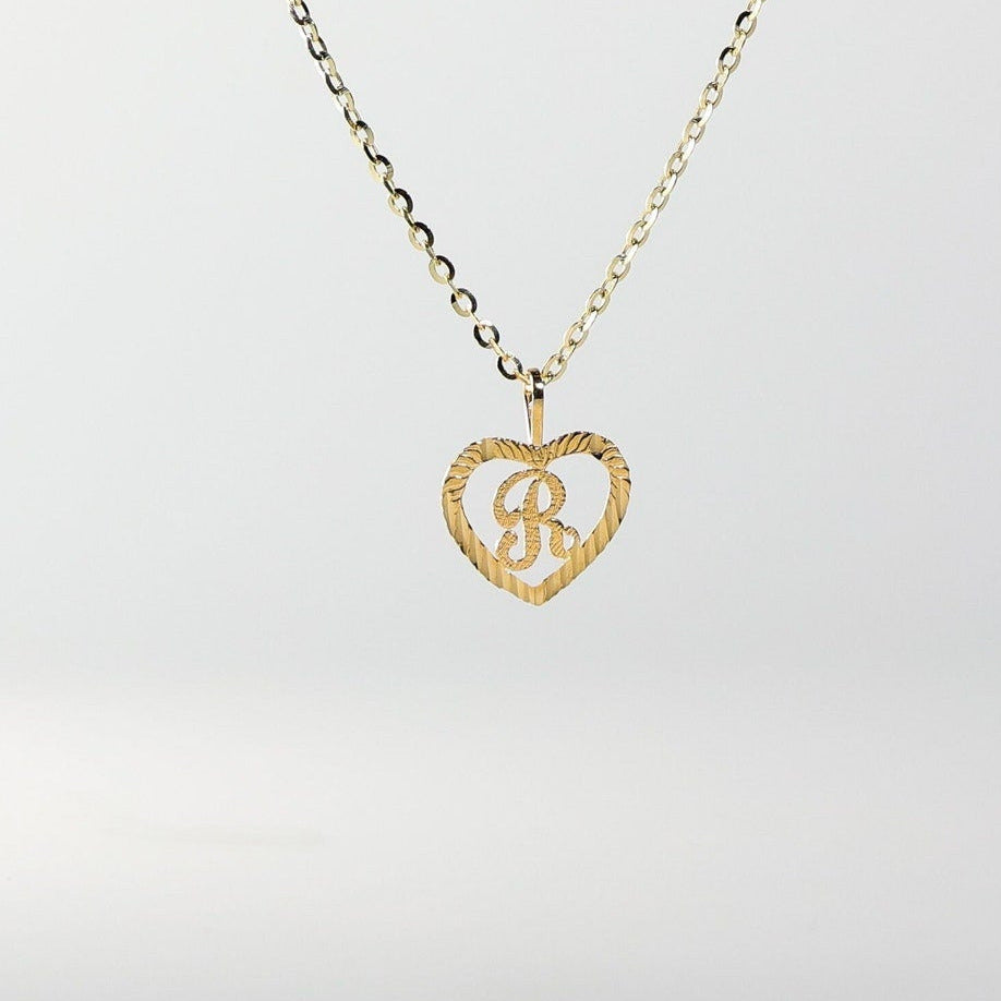 Gold Heart-Shaped Letter R Pendant | A-Z Pendants - Charlie & Co. Jewelry