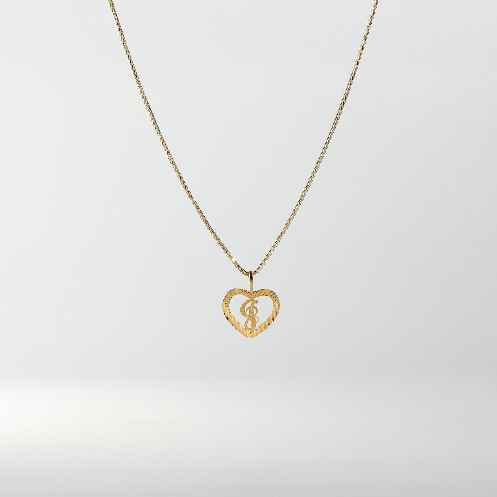 Gold Heart-Shaped Letter J Pendant | A-Z Pendants - Charlie & Co. Jewelry