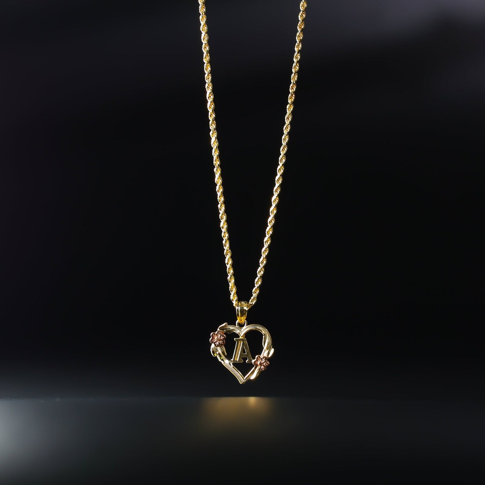 Gold Heart Initial A Pendant | A-Z Pendants - Charlie & Co. Jewelry