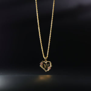 Gold Heart Initial W Pendant | A-Z Pendants - Charlie & Co. Jewelry