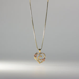 Gold Heart Initial C Pendant | A-Z Pendants - Charlie & Co. Jewelry
