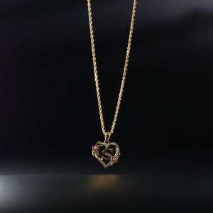 Gold Heart Initial S Pendant | A-Z Pendants - Charlie & Co. Jewelry