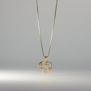 Gold Heart Initial S Pendant | A-Z Pendants - Charlie & Co. Jewelry