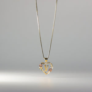 Gold Heart Initial V Pendant | A-Z Pendants - Charlie & Co. Jewelry