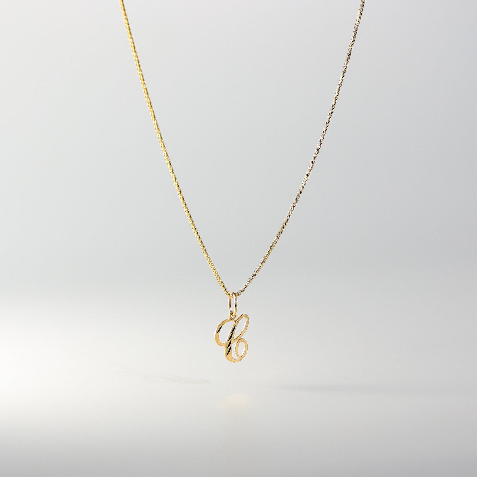 Gold Calligraphy Letter C Pendant | A-Z Pendants - Charlie & Co. Jewelry