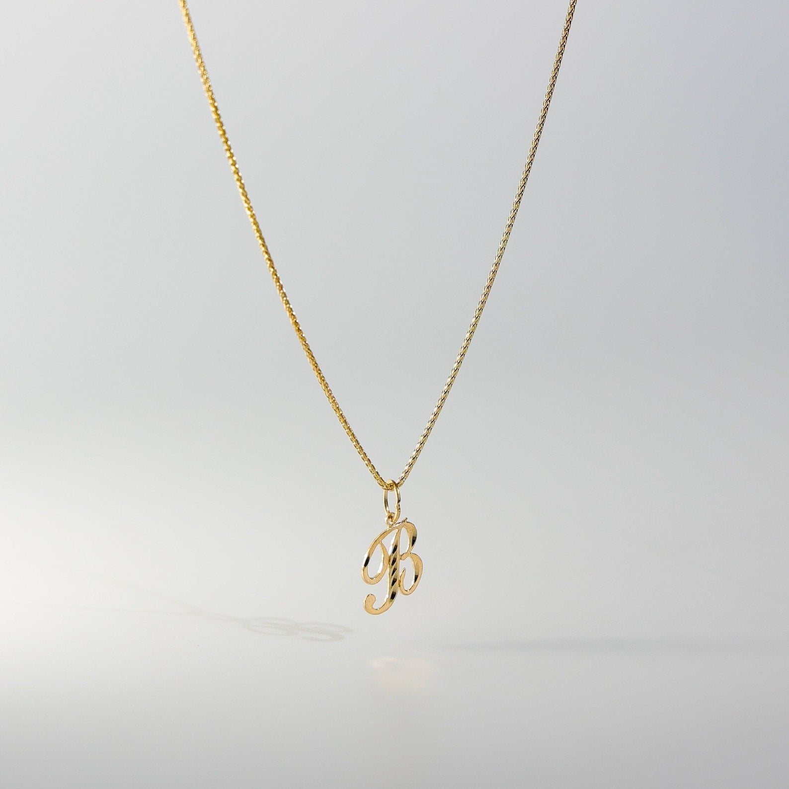 Gold Calligraphy Letter B Pendant | A-Z Pendants - Charlie & Co. Jewelry