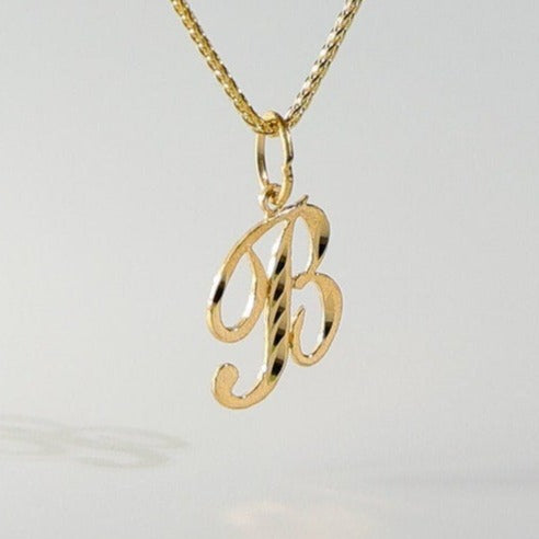 Gold Calligraphy Letter B Pendant | A-Z Pendants - Charlie & Co. Jewelry
