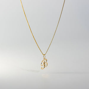Gold Calligraphy Letter B Pendant | A-Z Pendants - Charlie & Co. Jewelry
