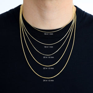 1.6mm 14k Solid Gold Cable Chain Diamond Cut Model-0231 - Charlie & Co. Jewelry