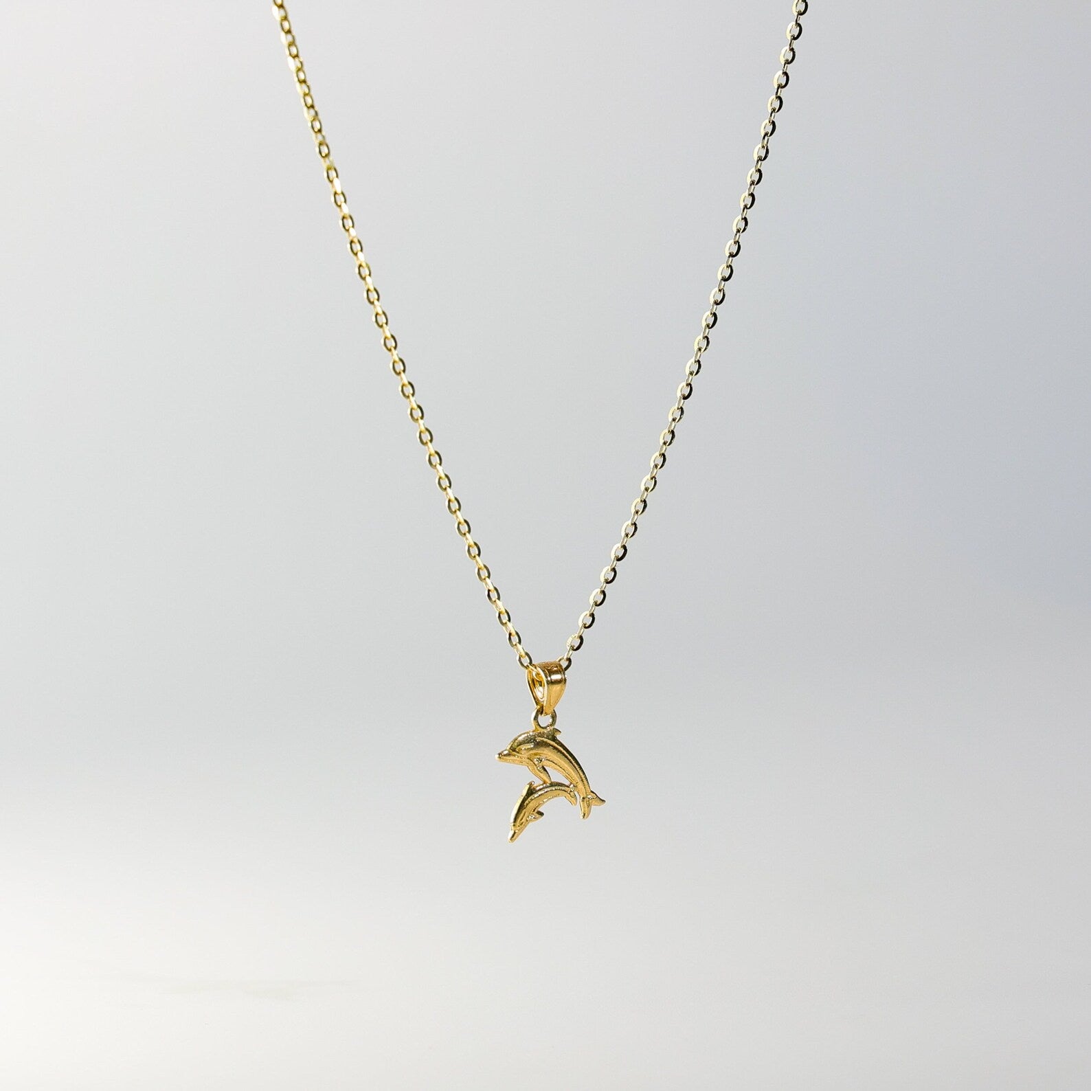 Gold Douple Dolphin Pendant Model-1675 - Charlie & Co. Jewelry
