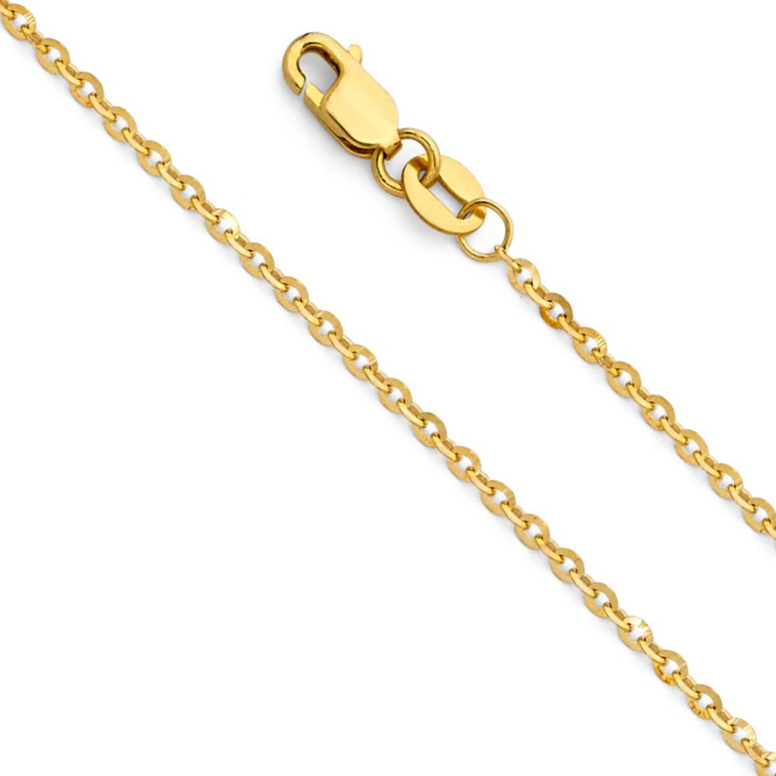 1.6mm 14k Solid Gold Cable Chain Diamond Cut Model-0231 - Charlie & Co. Jewelry