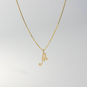 Gold Calligraphy Letter M Pendant | A-Z Pendants - Charlie & Co. Jewelry